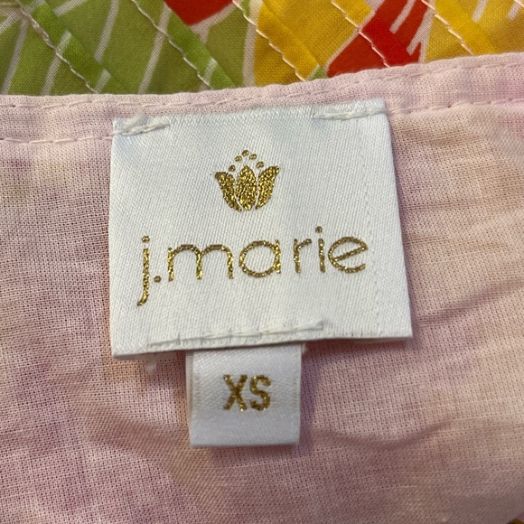 J. Marie  V-Neck Button Dress XS  Pink Floral Preppy Puff Sleeve - Picture 4 of 5